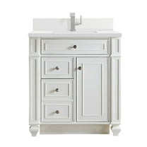 James Martin Vanities 30" Single Vanity, Bright White w/ Single Hole 3 CM White Zeus Quartz Top