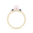 thumbnail image 2 of ANGARA Japanese Akoya Cultured Pearl & Blue Sapphire Engagement Ring in 14K Yellow Gold for Women | June Birthstone, Birthday, Anniversary, Jewelry Gift for Women | Natural Pearl Ring, 2 of 9