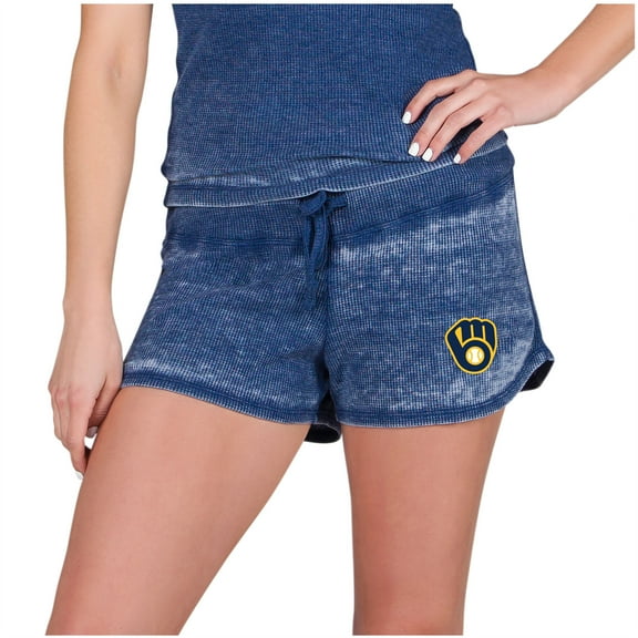 Women's Concepts Sport Navy Milwaukee Brewers Resurgence Waffle Knit Shorts