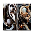 thumbnail image 2 of Designart "Gold Black White Spheres Liquid Artistry II" Abstract Shapes Wall Art Set Of 2 - Transitional White Canvas Set For Living Room Decor, 2 of 6