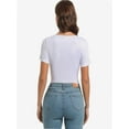 thumbnail image 2 of Womens Summer Short Sleeve T Shirts Knit Slim Fit One Piece Cutout Scoop Neck Going Out Date Night Tops, 2 of 6