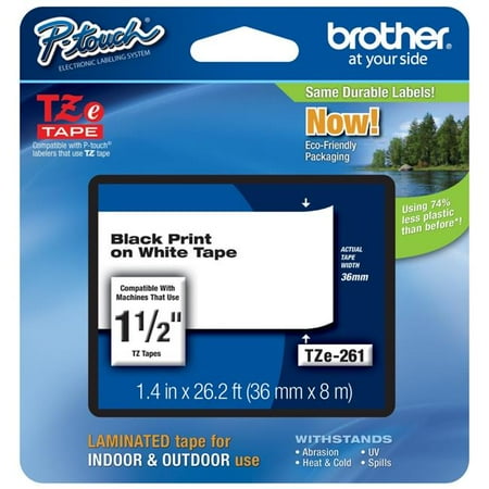 Brother Printer TZE261 Laminated Black on White 1 .5 in. Tape