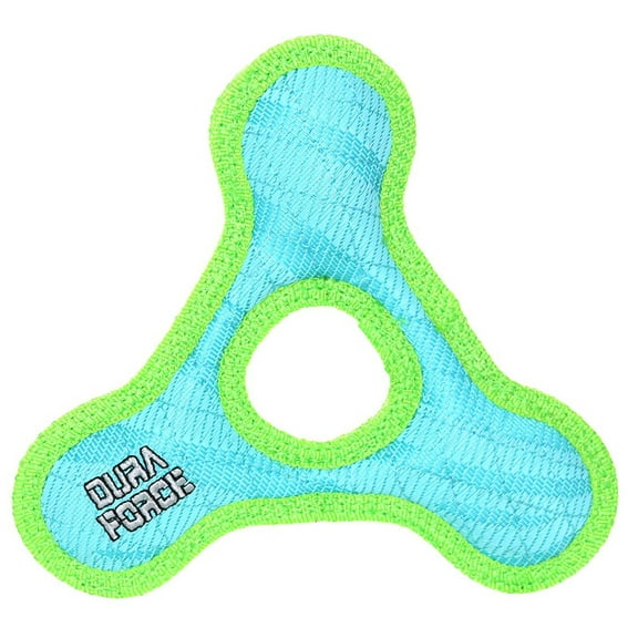 DuraForce Jr TriangleRing Tiger Blue-Green Durable Woven Fiber Squeaky Dog Toy