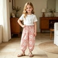 thumbnail image 4 of Mifsaly Toddler Girls Girls Harem Pants Kids Floral Print Elastic Waist Lightweight Lounge Boho Long Pants, 4 of 6