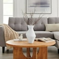 thumbnail image 2 of Eos Minimal White Contemporary Ribbed Angular Glass Tabletop Vase, 2 of 7