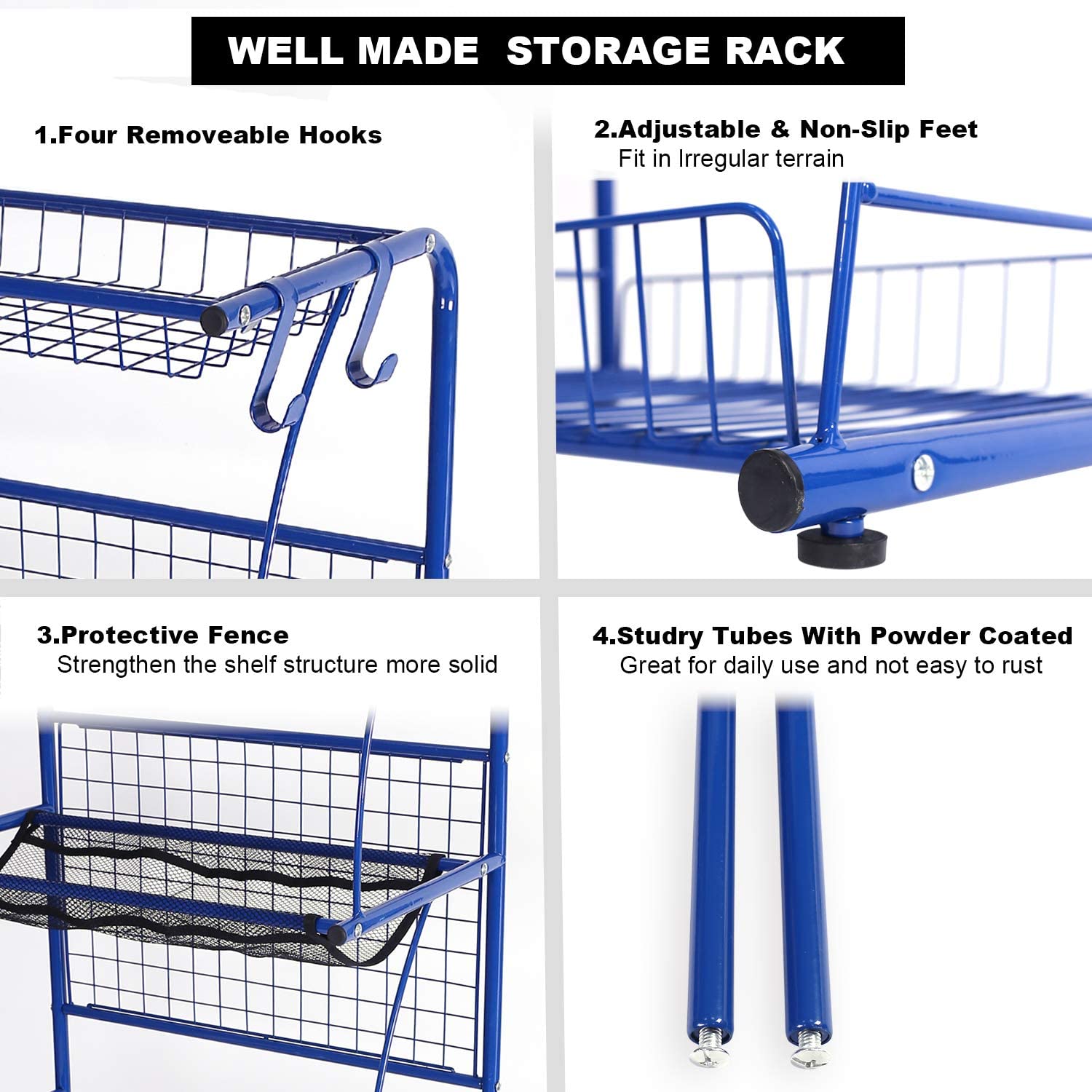 Mythinglogic Garage Storage System/Rolling Sports Ball Storage Cart,Sports Equipment Organizer for Kids,Steel 