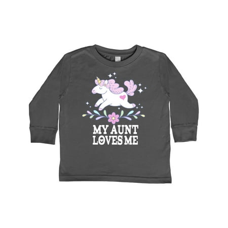 

Inktastic My Aunt Loves Me Unicorn Outfit Gift Toddler Toddler Girl Long Sleeve T-Shirt