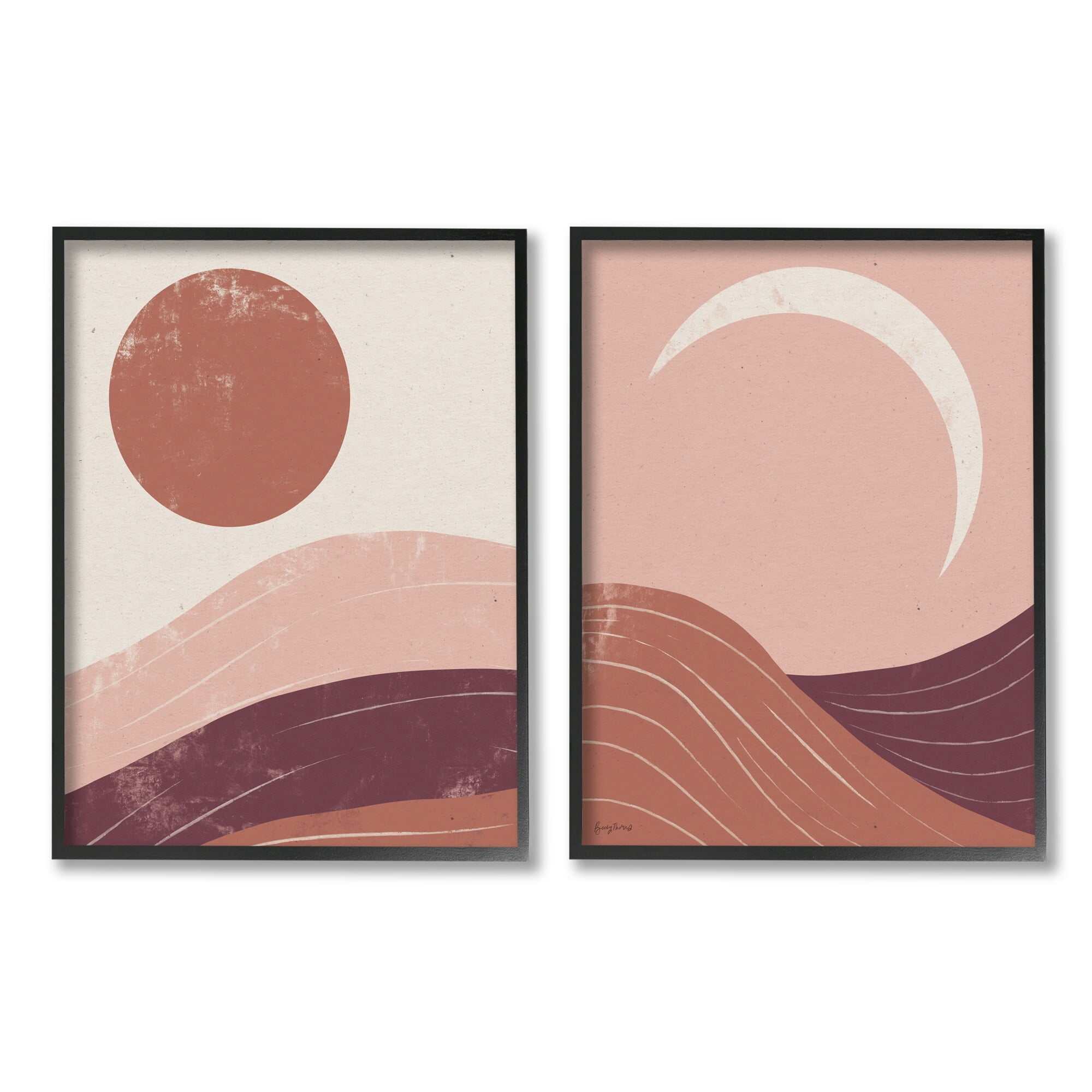 Stupell Industries Sun And Moon Sunrise Sunset Desert Collage, 16 x 20, Design by Becky Thorns