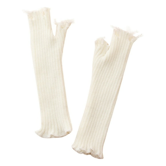 WEAIXIMIUNG Cute Winter Hats for Women Women's Solid Color Trend Personality Ripped Knitted Half Finger Gloves