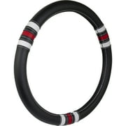 Auto Drive Retro Universal Fit Steering Wheel Cover, Black and Red
