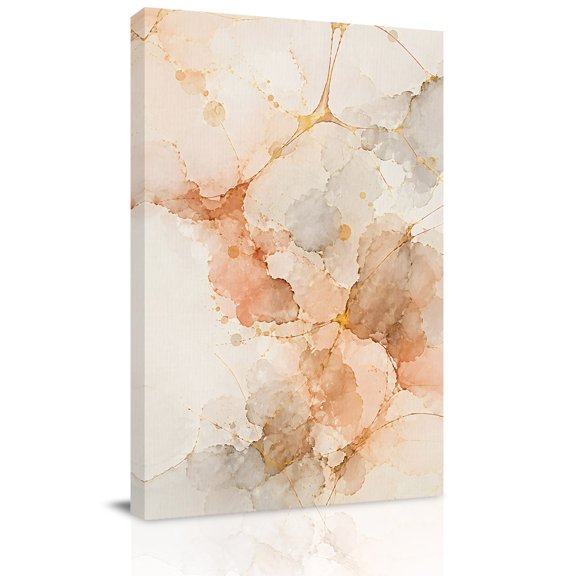 Canvas Wall Art, Orange Ombre Marble Framed Canvas Prints for Bedroom Living Room, Ink Painting Art Abstract Modern Large Gallery Wrapped Wall Decor for Home Office, Gifts, 18"x24" Ship Next Day