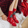 thumbnail image 3 of 3Pairs Christmas Fuzzy Socks Gift Pack Xmas Holiday Fluffy Socks Women Men Kids Winter Warm Slipper Socks Stretchy Novelty Funny Colorful Crew Socks, 3 of 5