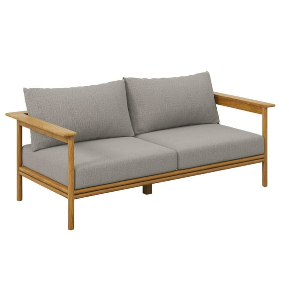 Modway Wren Outdoor Patio Teak Wood Sofa in Natural Driftwood