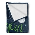 thumbnail image 2 of Adventure Soft Flannel Fleece Blanket, Youthful Design Find Your Adventure Words Forest Elements and Sneakers, Cozy Plush for Indoor and Outdoor Use, 60" x 80", Dark Blue Black Green, by Ambesonne, 2 of 5