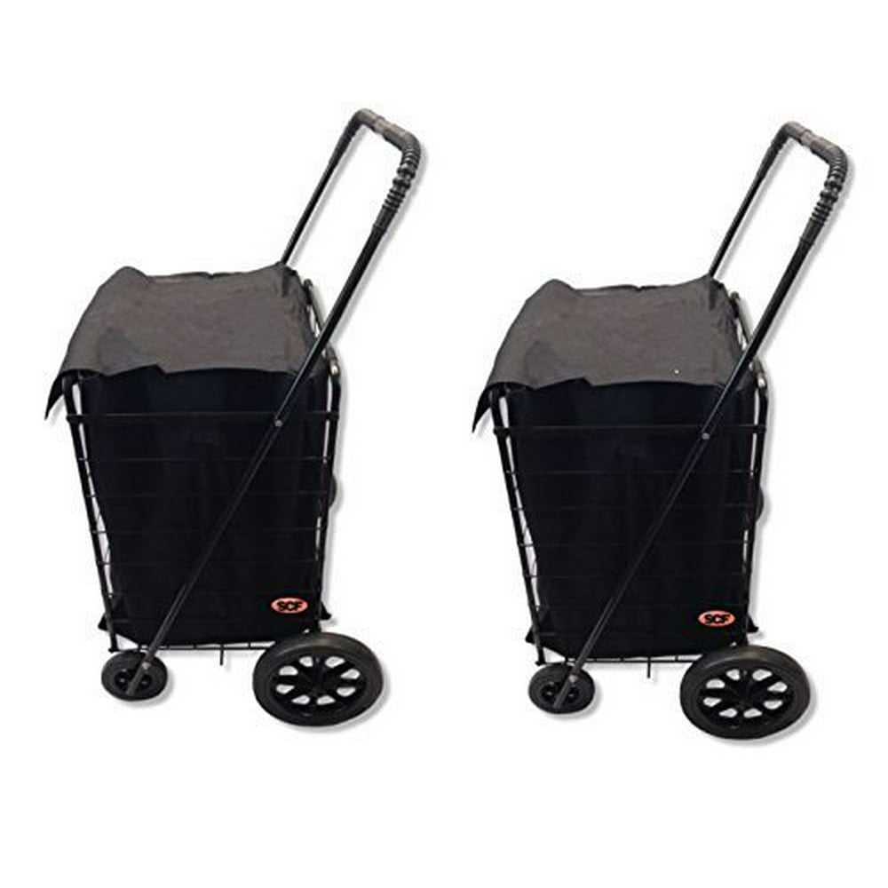 Extra Large Folding Shopping Cart Basket 4 Wheel Jumbo WITH FREE LINER