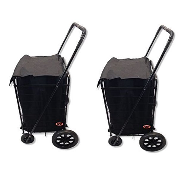 Extra Large Folding Shopping Cart Basket 4 Wheel Jumbo WITH FREE LINER