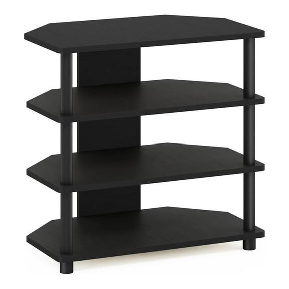 Maklaine Engineered Wood 4-Tier Petite TV Stand for TV up to 25" in Black