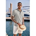 thumbnail image 5 of COOFANDY Men's Casual Henley Shirt Short Sleeve Band Collar Linen Shirt Summer Beach Hippie T-Shirts, 5 of 6