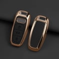 thumbnail image 3 of Key Fob Cover for Audi with Key Chain, Upper Leather   Soft TPU Key Cover Case Shell for Audi A3 A6 A7 A8 E-Tron S3 S6 RS6 S7 RS7 Q7 SQ7 Q8 SQ8 (Brown), 3 of 9