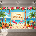 thumbnail image 5 of Tropical Style Banner Flamingo Pattern Beach Birthday Backdrop Palm Tree Design Floral Decor Tropical Party Display for Birthday Party Beach Celebration Tropical Theme Party, 5 of 9