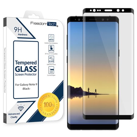 For Samsung Galaxy Note 9 Screen Protector Tempered Glass, FREEDOMTECH Full Cover (3D Curved) Premium Real HD Tempered Glass Screen Protector Guard For Samsung Galaxy Note 9 (1 Pack, (Best Tempered Glass For Note 3)