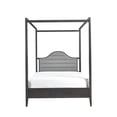 thumbnail image 4 of Full Size Canopy Bed with Upholstered Headboard, Brown Wood Frame Bedroom Furniture, Classic Canopy Design, 4 of 5