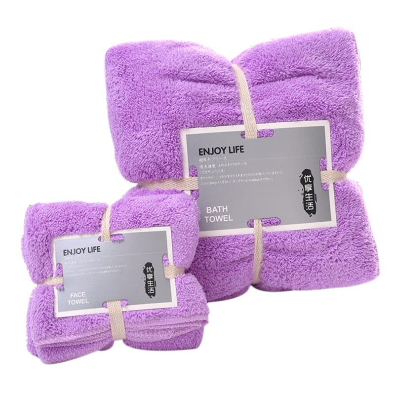 SOFT-BATH Solid Color Coral Velvet Bath Towel Adult Soft Absorbent Towel Towel Set Pink