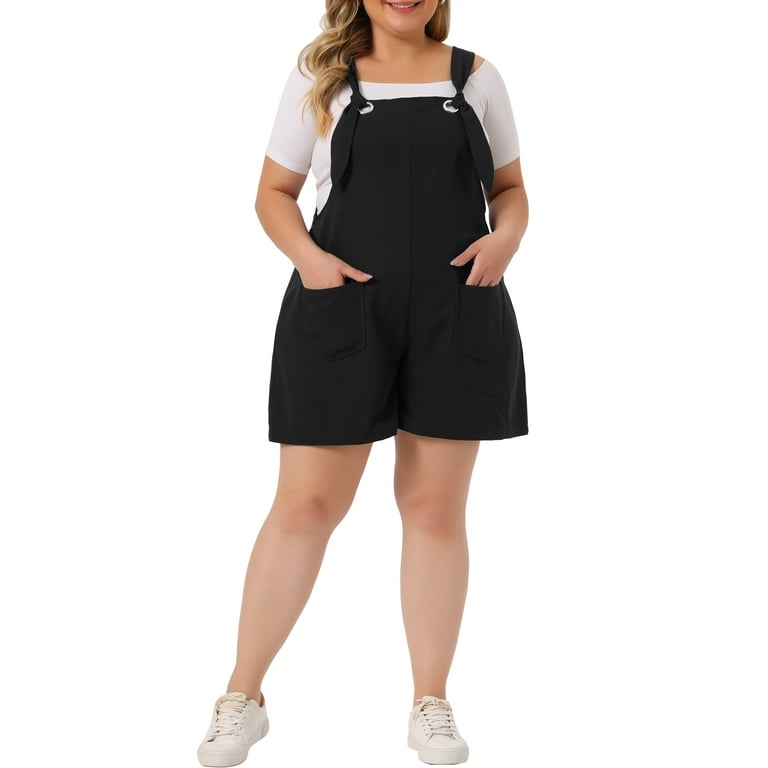 Plus size black romper shorts online