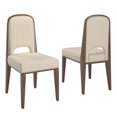 thumbnail image 2 of Weston Home Alta Wood Finish Cream Fabric Channel Stitching Dining Chair, Set of 2, Walnut, 2 of 8