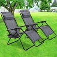 thumbnail image 3 of Patiojoy Chaise Zéro Gravité 2 Pcs Fauteuils Inclinables Réglables en Textilène Noir Gris, 3 of 10