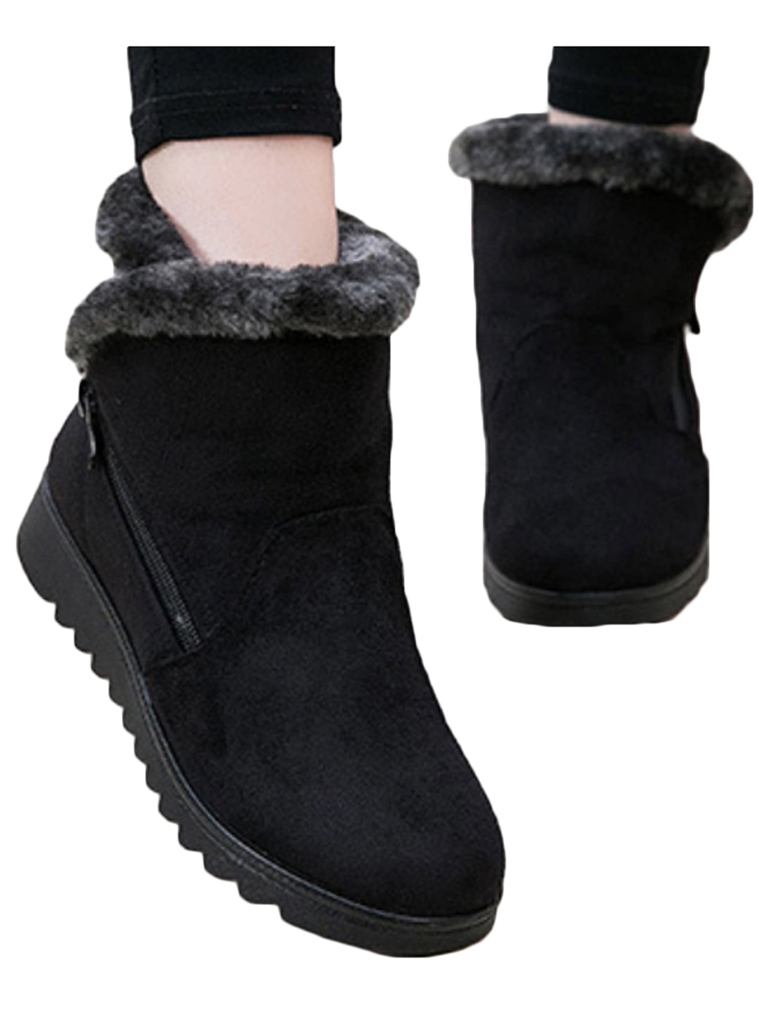 fur lined low boots
