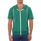 thumbnail image 1 of INSPIRAR CHIC Sudaderas de manga corta para hombres del Día del Padre, chaquetas con capucha de color sólido, con cremallera, M Verde Oscuro, 1 of 5
