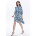 thumbnail image 3 of Women's Hawaiian 3/4 Sleeve Mermaid Ruffle Tunic Dress L Simply Blue Leaves, 3 of 5