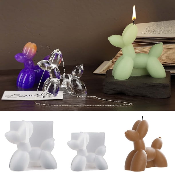 Mode de silicona para perro para fabricación de resina y velas - Forma realista de perro en 3D, aromaterapia casera, molde de velas de yeso y jabón, apto para horno y lavavajillas