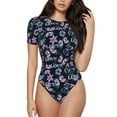 thumbnail image 2 of Goofa Love Butterflies Printed Women Rash Guard Short Sleeve,Tummy control Swimsuit Surfing Swimsuit Bathing Suit One Piece Swimsuit UPF 50-Medium, 2 of 9