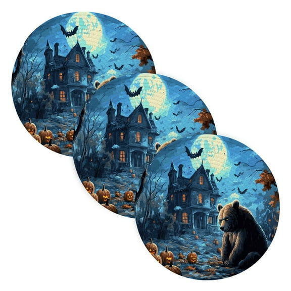 BZSMCE Mats for Pots,Pans Place The Halloween Bear Printing Simple Style Pattern Pot Mats