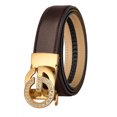 thumbnail image 1 of Catelles Brown Leather Belt, with Diamond-studded Gold Double G Alloy Automatic Buckle Elegant And Durable, For 2.8cm Width women Belt,Gift Box&Length 95cm, 1 of 11
