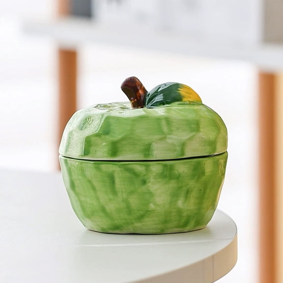 karymi Ceramic Strawberry Shaped Jewelry Trinket Box with Lid Decorative Candy Jar Storage Container 9.3x9.1cm for Home Decor Gift Family Gifts Holiday Gifts