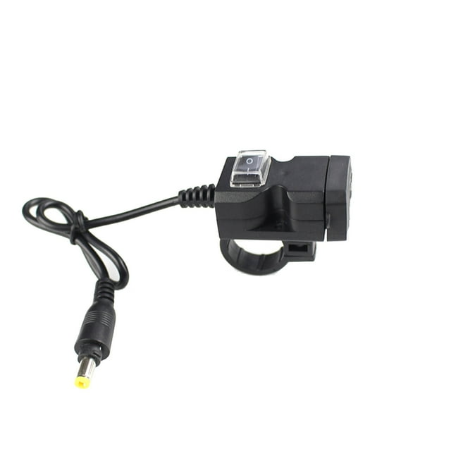 Labymos Dual USB Motorcycle Phone Charger with Waterproof Switch, 9-24V Input, 2.1A+1A Output, ABS Material, Handlebar & Rearview Mirror Mount, 1.5m Cable, Black CD-3021