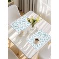 thumbnail image 5 of Teal Leaves Placemats Set of 6, Summer Plants Flowers Vintage Pastoral Placemats for Dining Table, Place Mats for Kitchen Tabletop, Waterproof Wipeable Dining Table Mats Set, 5 of 9