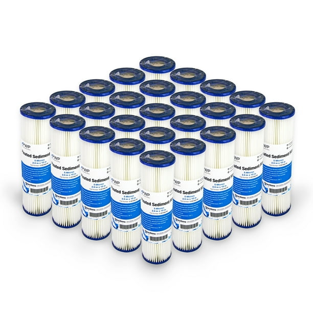 Pleated Poly Sediment Water Filter Cartridge Standard 2.5x10" 5 Micron