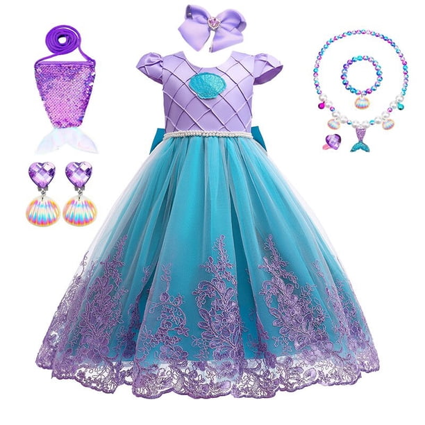 Disfraz de sirena para niñas, regalo de cumpleaños para niños, vestido de princesa, Purim, vacaciones, Ariel, ropa de fiesta para carnaval, 3-10T Fivean unisex