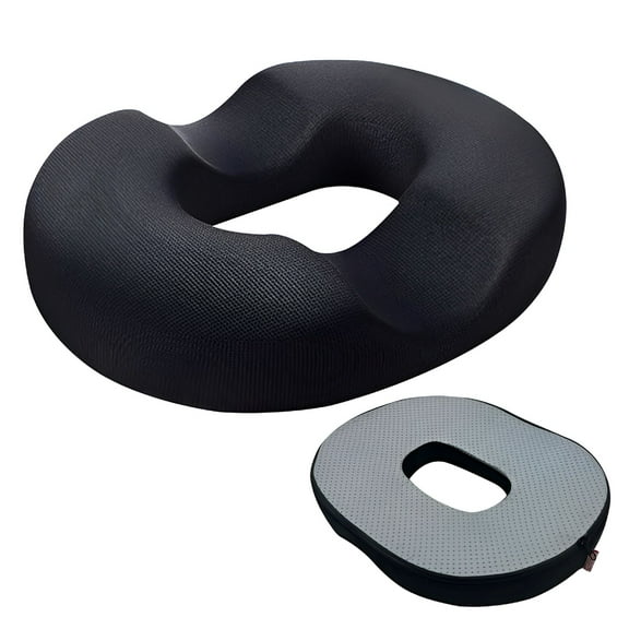 LAMIRO Donut Pillow Hemorrhoid Tailbone Seat Cushion–Large Black Lifting Cushion Pain Relief for Coccyx,Prostate,Sciatica,Pelvic Floor,Pressure Sores,Pregnancy