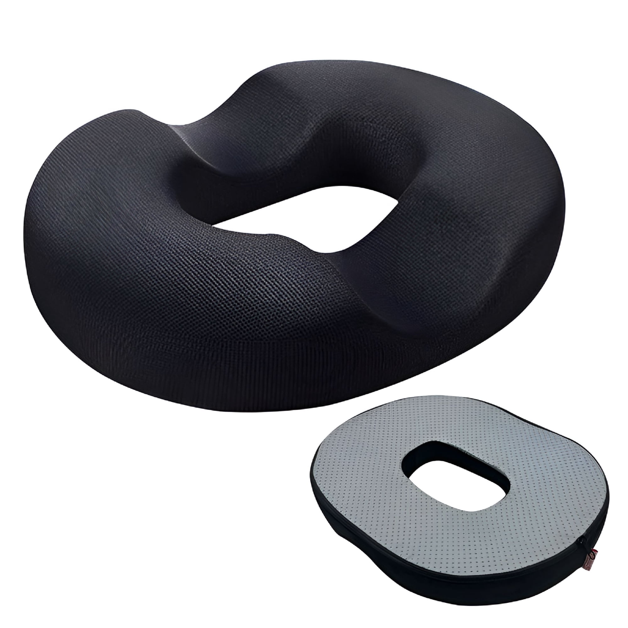 LAMIRO Donut Pillow Hemorrhoid Tailbone Seat Cushion–Large Black Lifting Cushion Pain Relief for Coccyx,Prostate,Sciatica,Pelvic Floor,Pressure Sores,Pregnancy