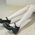 thumbnail image 5 of Women Lolita Fishnet Thigh High Socks Japanese Style Heart Striped Lace Patterned Ruffled Over Knee Long Stockings, 5 of 16