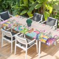thumbnail image 2 of Vintage Easter Table Cloths for 8 Foot Rectangle Tables, Colorful Floral Eggs Bunny Pink Plaid Rustic Patio Waterproof Elastic Fitted Tablecloths, Washable Rectangular Table Cover for Camping, 2 of 8