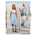 thumbnail image 5 of Nlife Women Ruffle Wrap Skirt Tie High Waist Boho Flowy High Low Hem Asymmetrical Midi Beach Skirt, 5 of 8