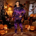 thumbnail image 6 of HTHLVMD Family Matching Set, Halloween Themed Sleepwear, Halloween Purple Haunted House Black Cat Gradient Family Matching Pajamas, Long Sleeve Crew Neck 2 Piece Home Loungewear, M, 6 of 6