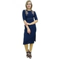 thumbnail image 4 of Bimba Women's Designer Rayon Kurti Blue Gota Patti Embroidered Tunic Kurta-24, 4 of 5