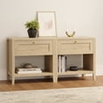 thumbnail image 4 of EYYTHUNG Farmhouse Nightstand Large Bedside End Table with Drawer & Open Storage, Mid Century Wood Night Stand, Light Oak, 4 of 6